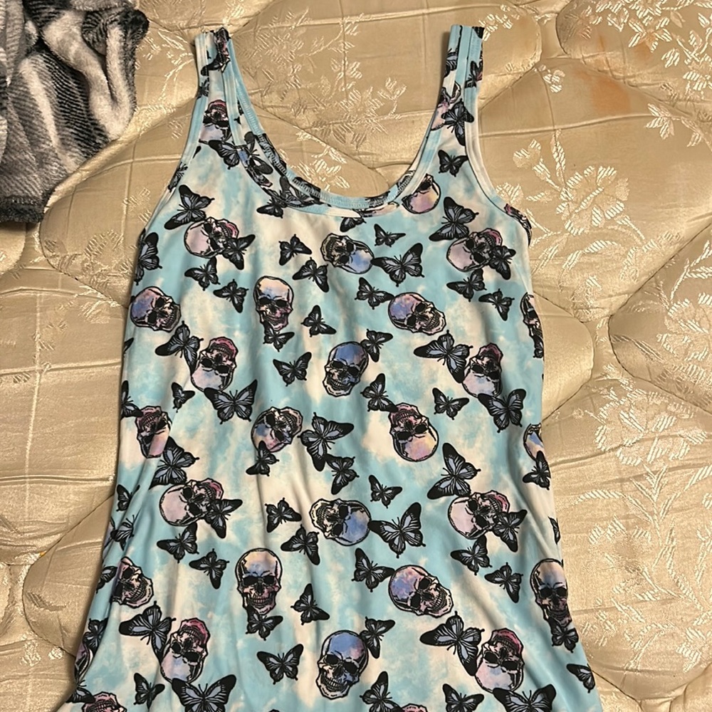skull and butterfly tank top